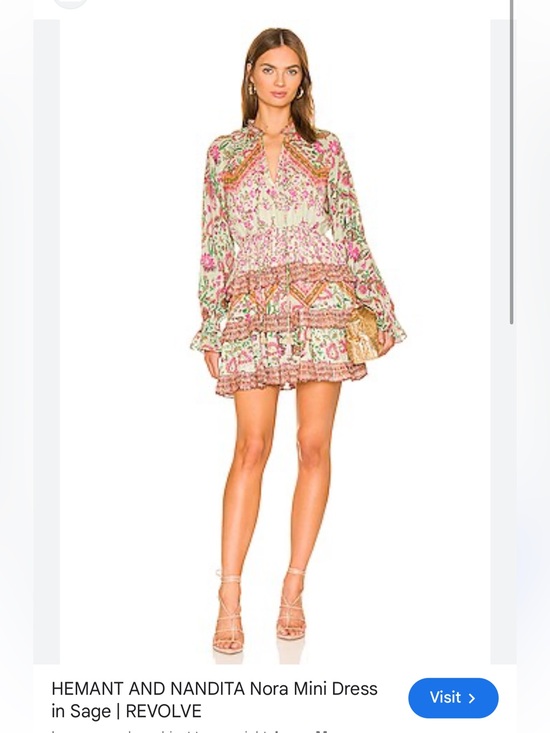 HEMANT & NANDITA Dresses & Skirts - HEMANT & NANDITA NWT Nora Mini Dress in Sage and Pink Floral